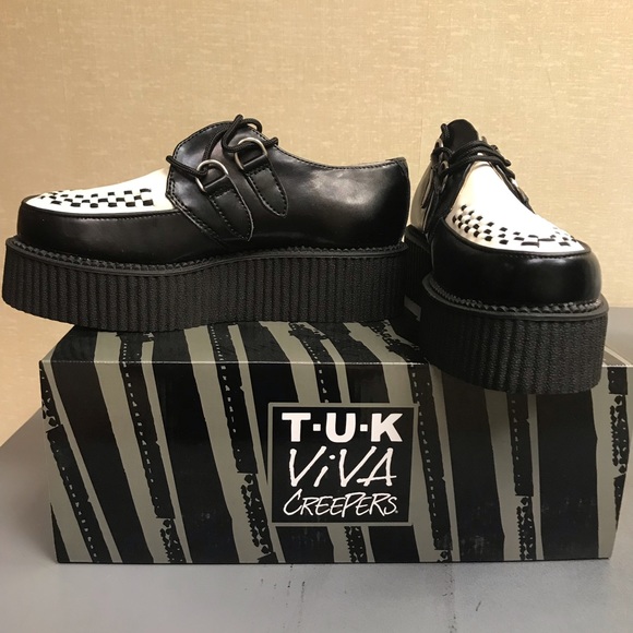tuk Black and White Rude Boy Creepers NIB - Picture 3 of 5